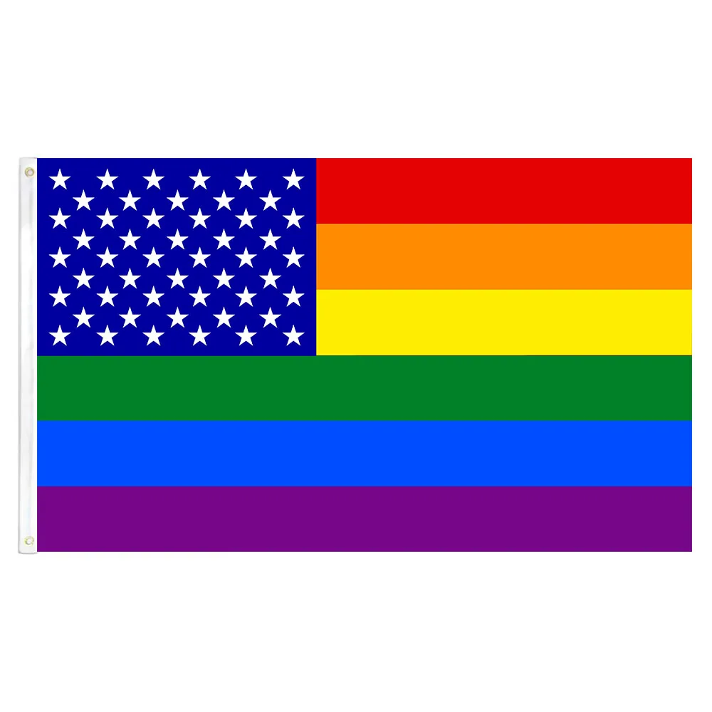 3x5 FT Rainbow Flag Bright Colors and Anti-Fading Materials Gay Pride Banner Flag Polyester Canvas and Brass Grommets
