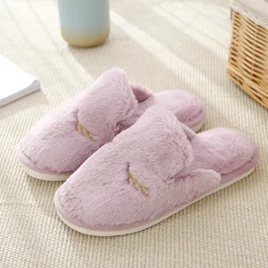 Autumn and winter indoor lovely warm and non-slip cotton slippers for men and women lovers thick bottom plush slippers