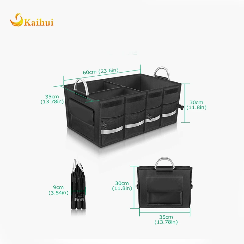 
Car Trunk Organizer with Foldable Cover, Heavy Duty Collapsible Cargo Storage Container 