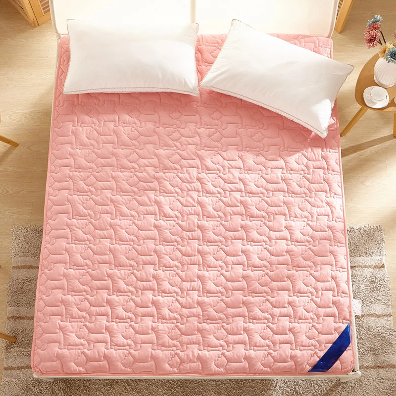 Eco-friendly waterproof pink square quilted mattress cover bed bug fabric mattress protector