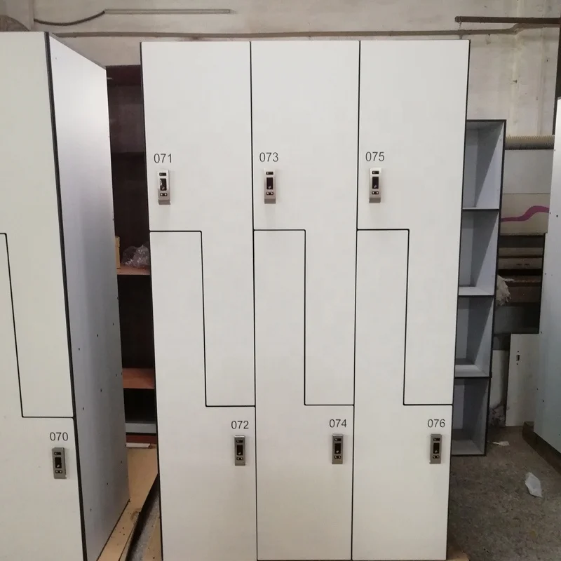 Change Room Closet In Wooden Panel Compact Laminate Spa Storage Locker with Z-Shaped Door HPL Lockers On Sale