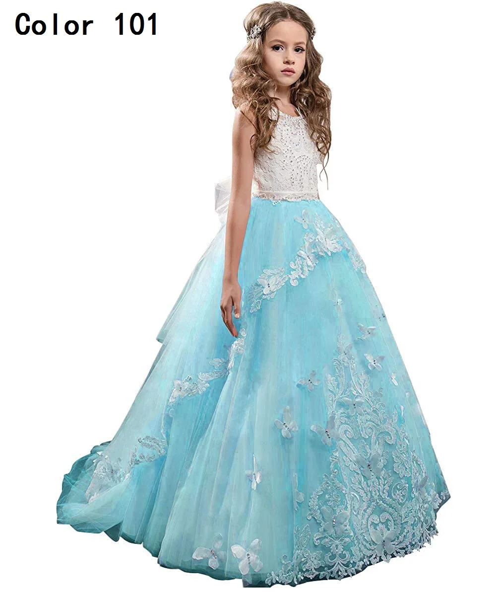 princess latest girls dress design kids evening dress prom ball gown light purple flower girls dress for 7 year olds