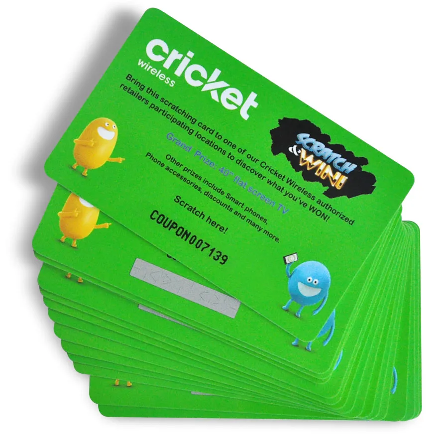 Prepaid scratch card for mobile phones recharge or lottery