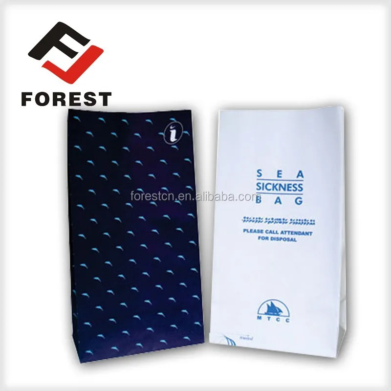 customization bottom square air sickeness bag, waterproof paper bag printing