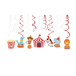 Huancai circus party decoration carnival theme Foil Swirls Banner Hanging Decorations