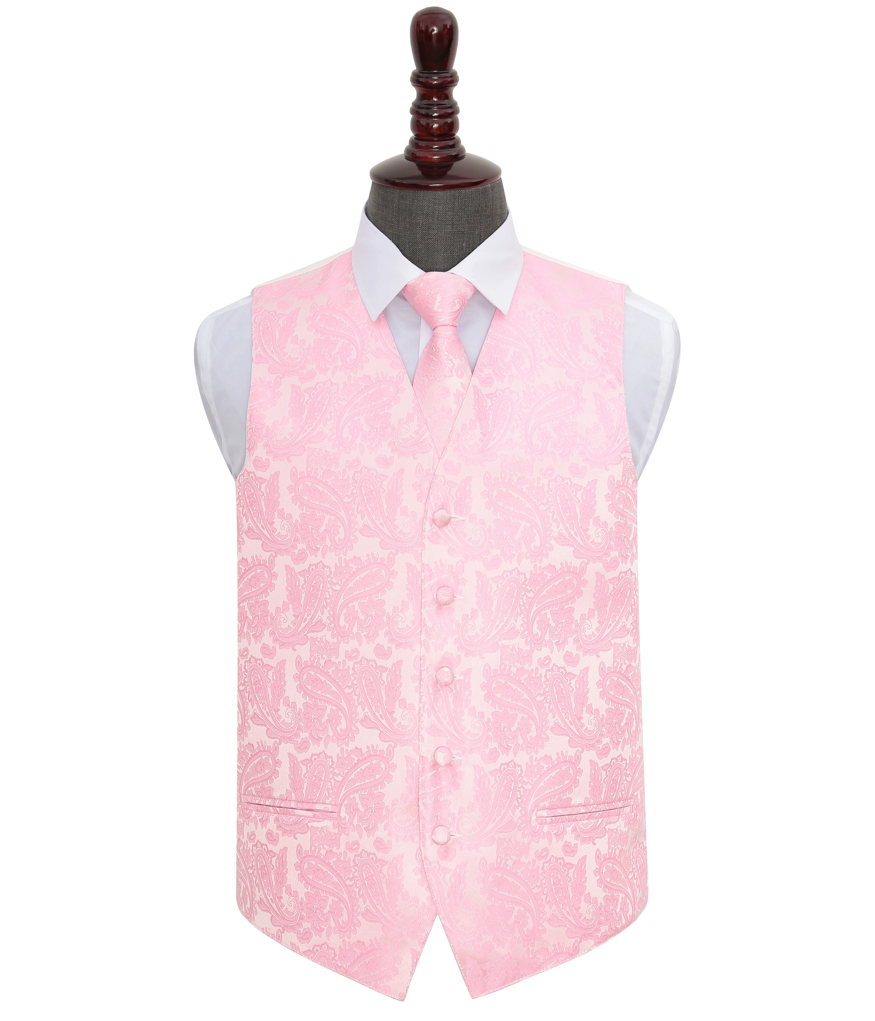 Hot Sale Cheap Price Pink Paisley Lightweight Men Vest and Waistcoat Formal