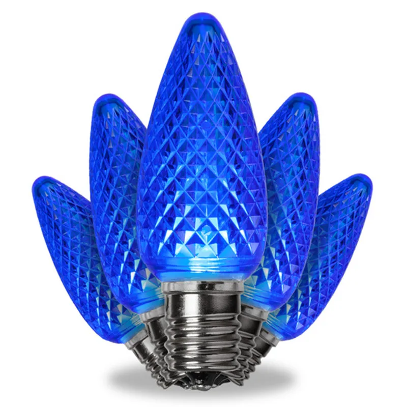 Multi-Color C9 LED Replacement Faceted Bulbs 2 SMD LED Diodes in Each Bulb Fits E17 Socket