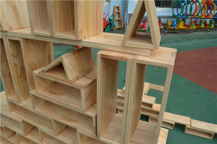 Goodkids Popular Large Hollow Natural Color Pyramid Unit Blocks Educational Outdoor Toys