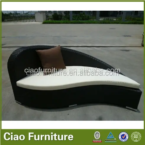 Outdoor garden sunbed rattan yin yang daybed lounge furniture