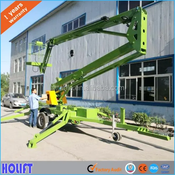 Good efficiency 14m hydraulic trailing telescopic boom lift platform