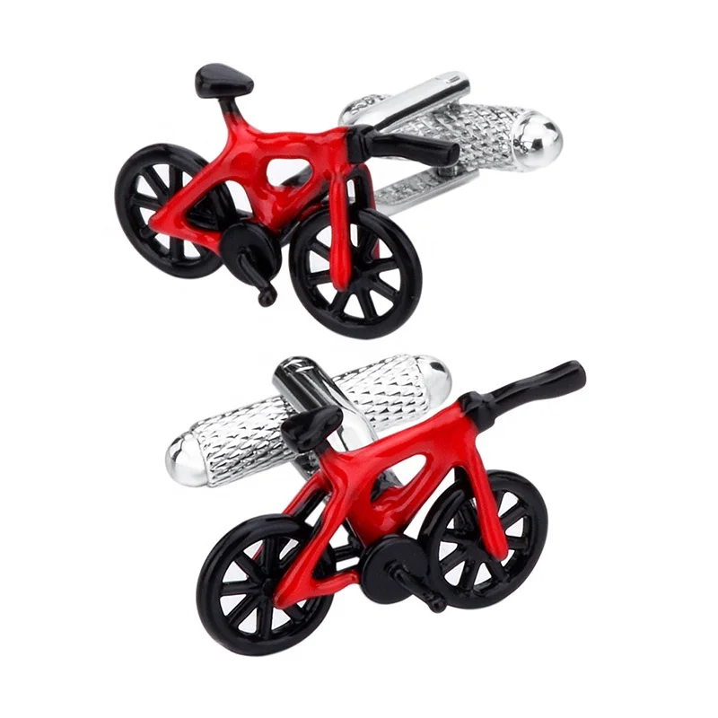 SAVOYSHI Novelty Bicycle Model Cufflinks for Mens Shirt Cuff High Quality Red Black Enamel Cuff links Brand Jewelry