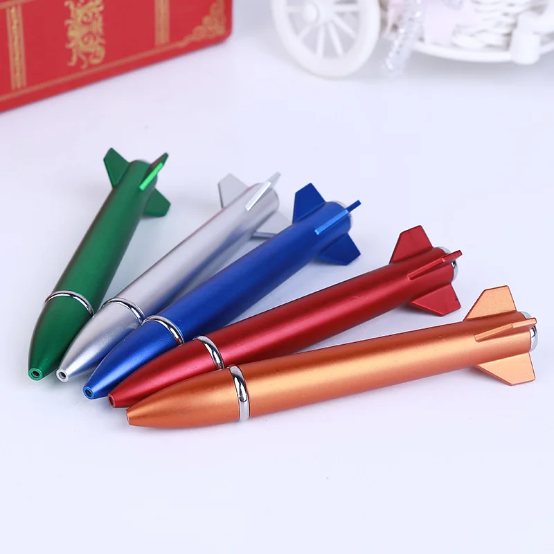 Custom logo print promotional plastic ball point pen novelty rocket shaped ballpoint pen