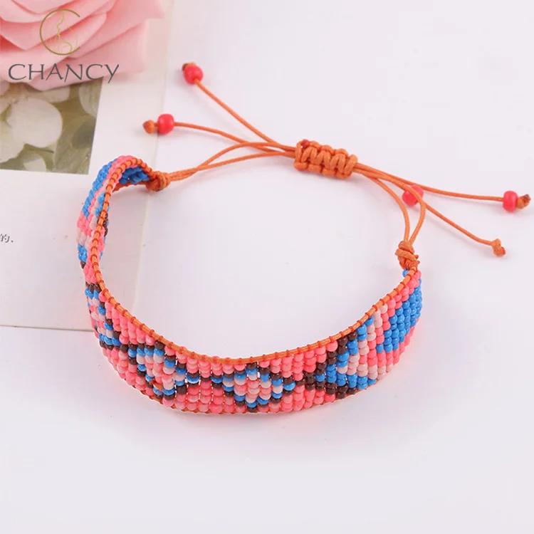 
Bohemian style jewelry multi-color resin seed bead bracelet 