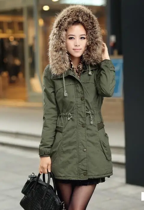 walson 2016 the long winter coat of hair thick cotton padded Korean female lamb green velvet jacket