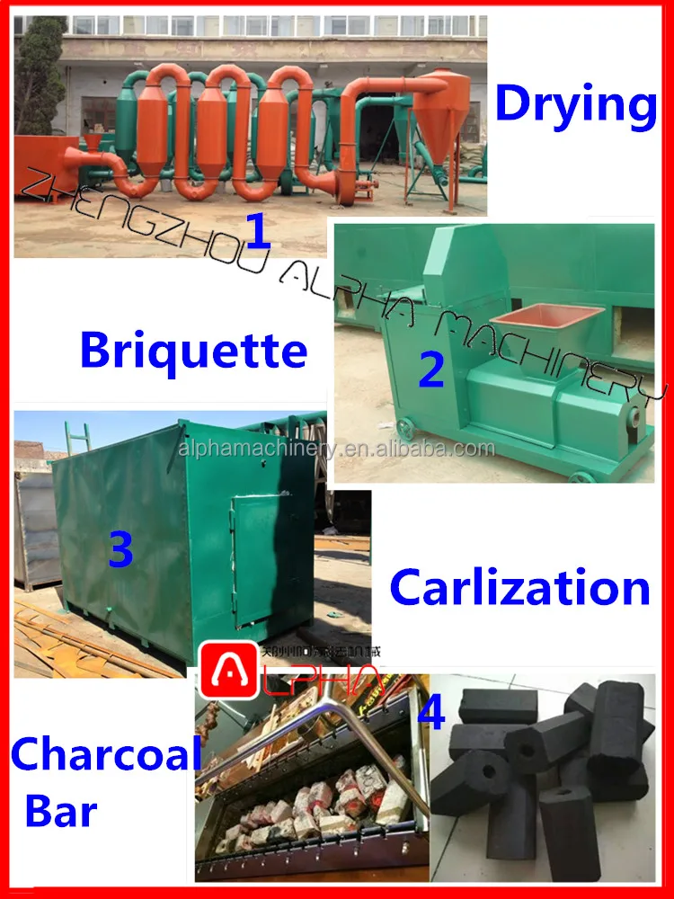 Hexagonal round square wood press to make sawdust briquette press Wood Charcoal Production Line
