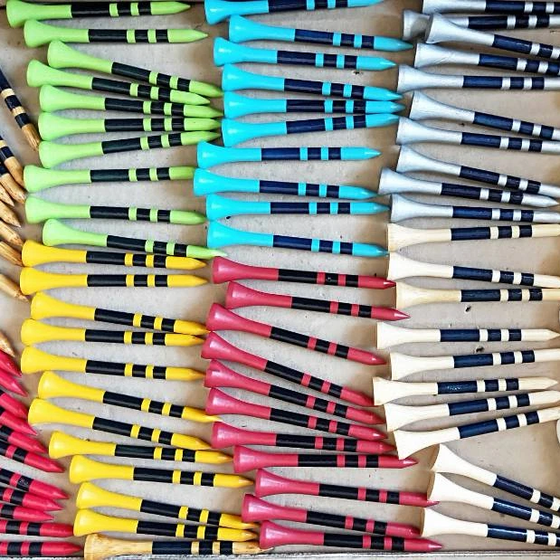 
New Arrival 360 round Stripes printing on Wooden/Bamboo golf tees 