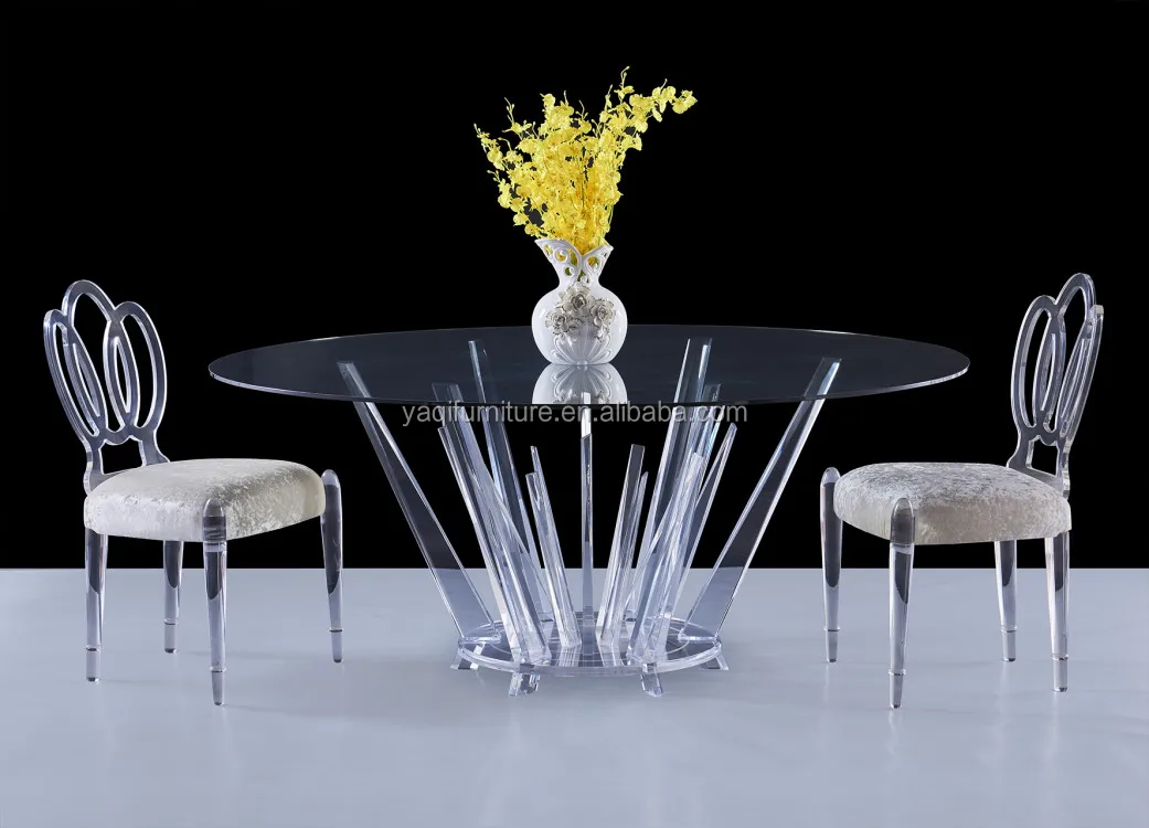 2021 High Quality New design Acrylic Round dining table with Led Light