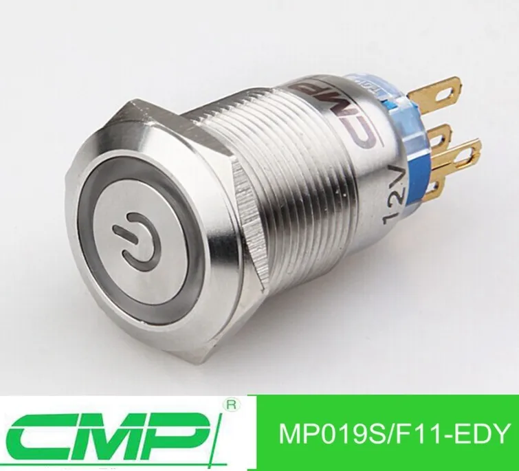 CMP MP019(19mm) 12v led Vandal Resistant stainless steel latching Waterproof Push Button Switch TOP quality