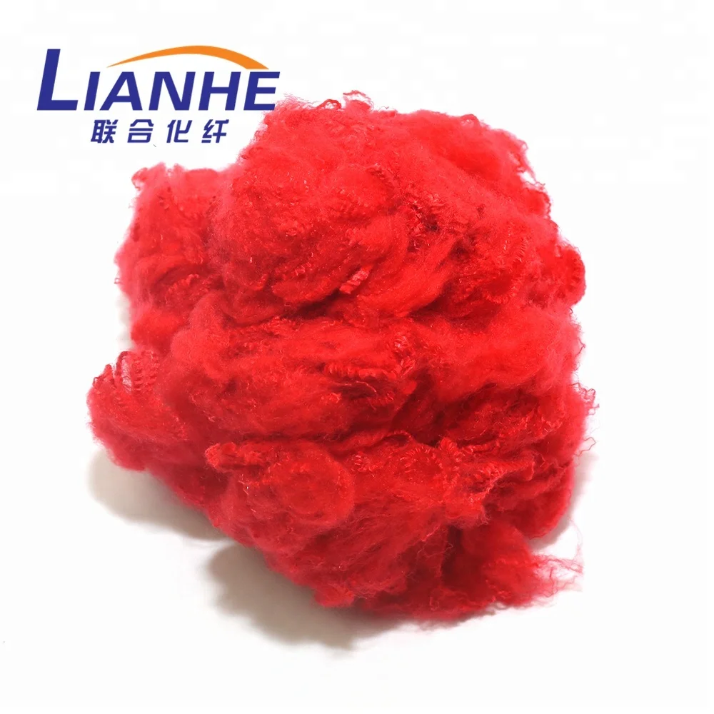 Recycled Dope Dyed Red Color Polyester Staple Fiber 3D 32MM for Fake Fur