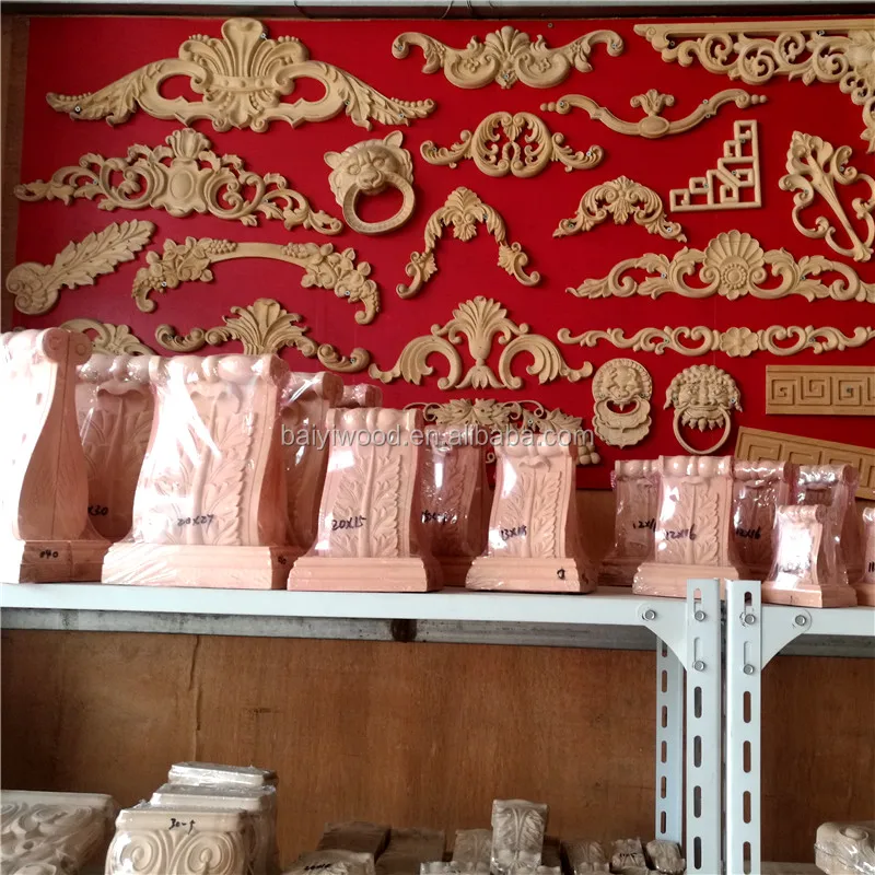 Wood Carving Ornaments Wood Decorative Furniture Onlays and Appliques