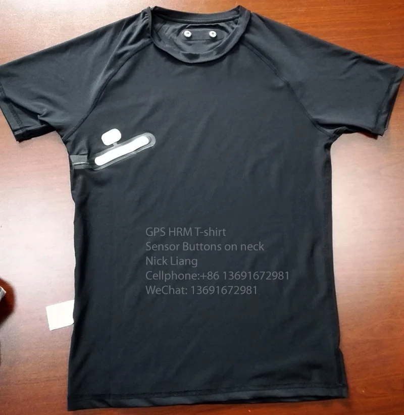 Customized OEM high quality Smart Sports heart rate monitor T-Shirt (HRM sensor not included, buttons on the neck)