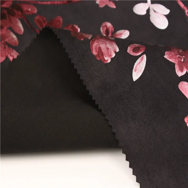 
new fahion faux printed polyester suede fabric for women cloth 