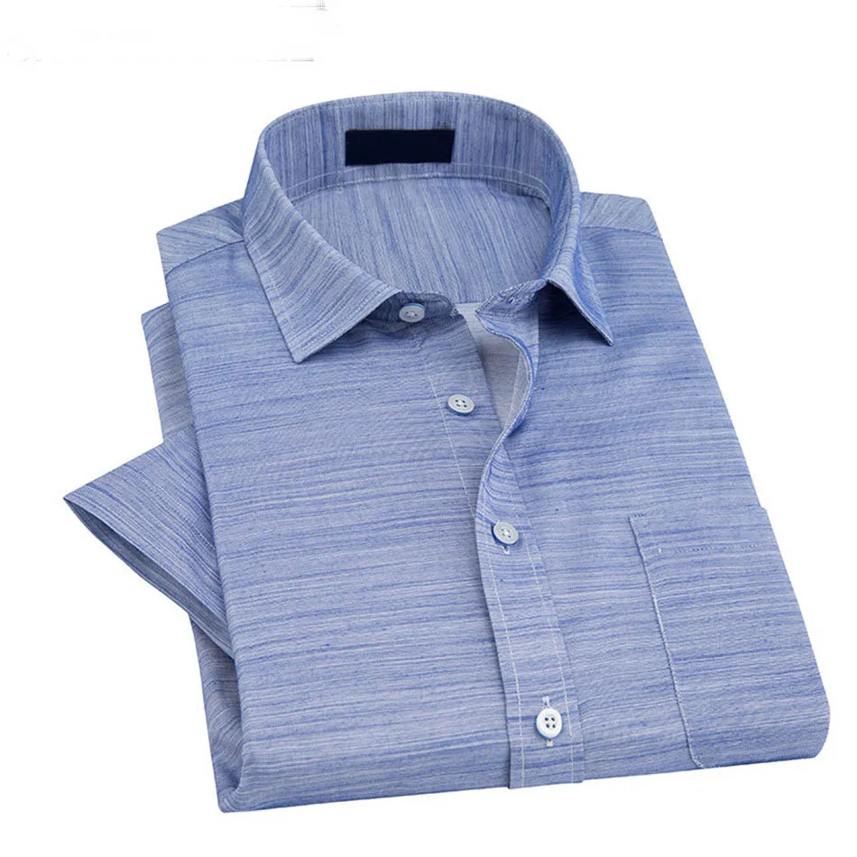 Factory supplier MTM  bespoke logo printing high end mens sky blue summer short sleeve  linen shirt