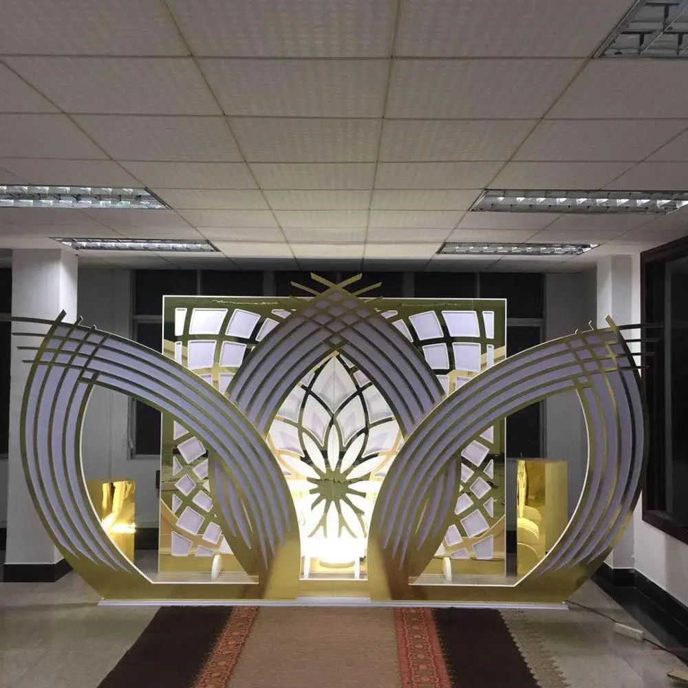 Special Design Pattern Golden TROVAL Wedding Backdrop for Wedding Event Decoration