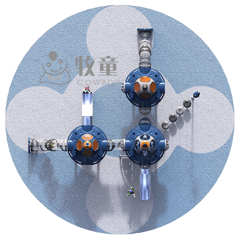 2019 UFO spaceship design Rotate steel climbing slide for Amusement park