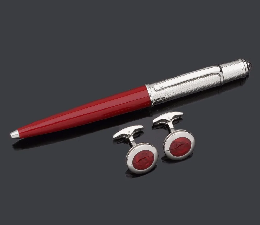 Copper ball point pen and cufflinks gift set