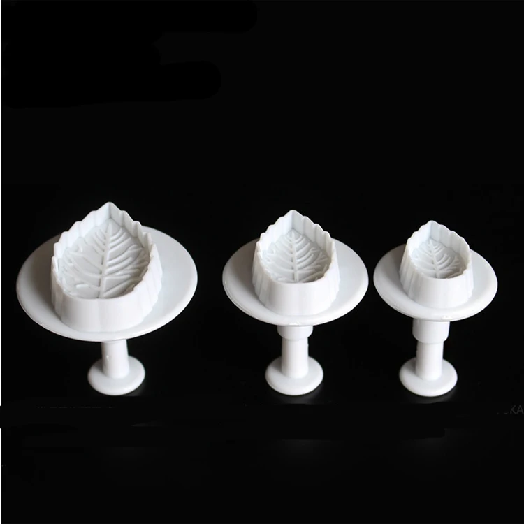 3pcs set fondant making machine Leaf shaped plunger cutter