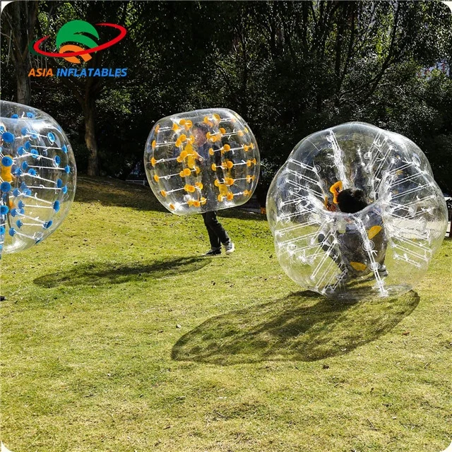 Interactive Game Inflatable Hamster Ball Soccer / Crazy Sport Yellow Dot Color Giant Inflatable Football Soccer Bubble Ball