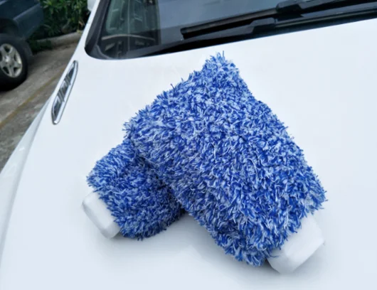 
Colored long hair coral gloves Microfiber cleaning and washing glove 