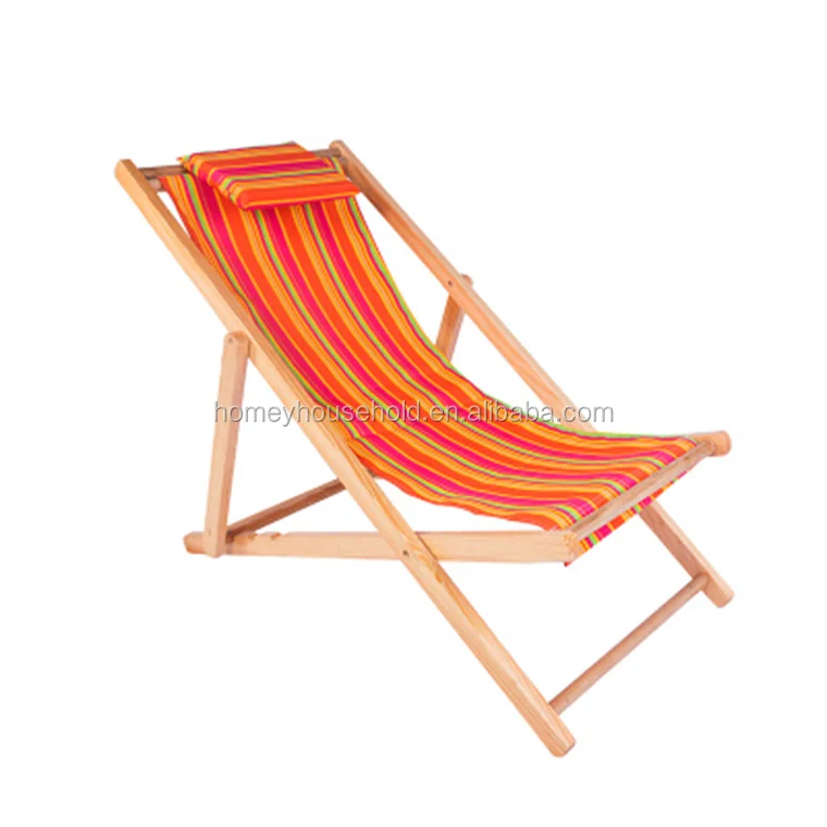 Solid Wood Outdoor Furniture Foldable Canvas Beach Chair Kids Fishing Chair Sun Lounge Deckchair