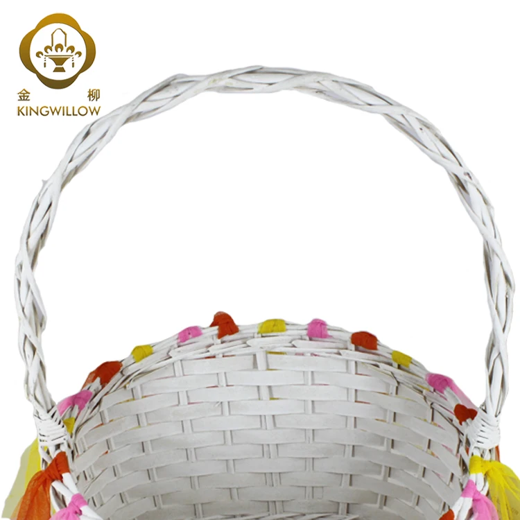 China suppliers handmade white wood chip easter basket empty gift basket for decoration