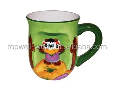Hot sale 3D cartoon mug, made in China animal mug cow shape ceramic mug sublimation