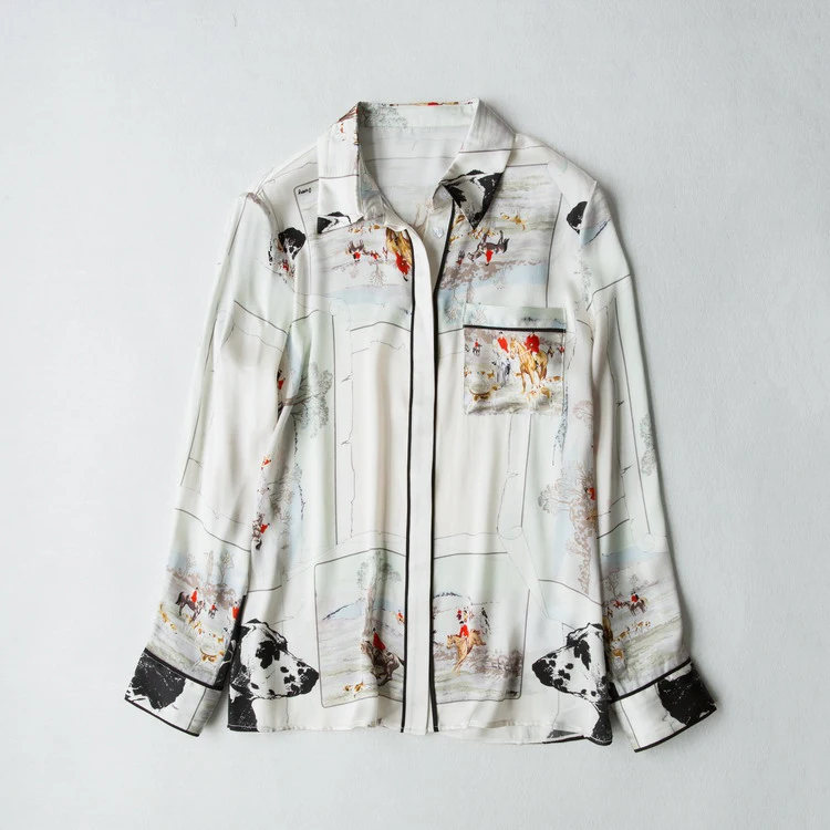 Latest Design silk satin blouse  pure silk blouse silk blouse long sleeve