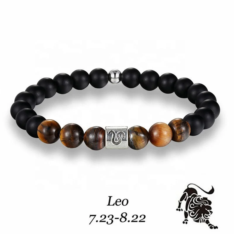 
Onxy Natural Stone Beads Bracelet, 12 Zodiac Bracelet For Men Jewelry 