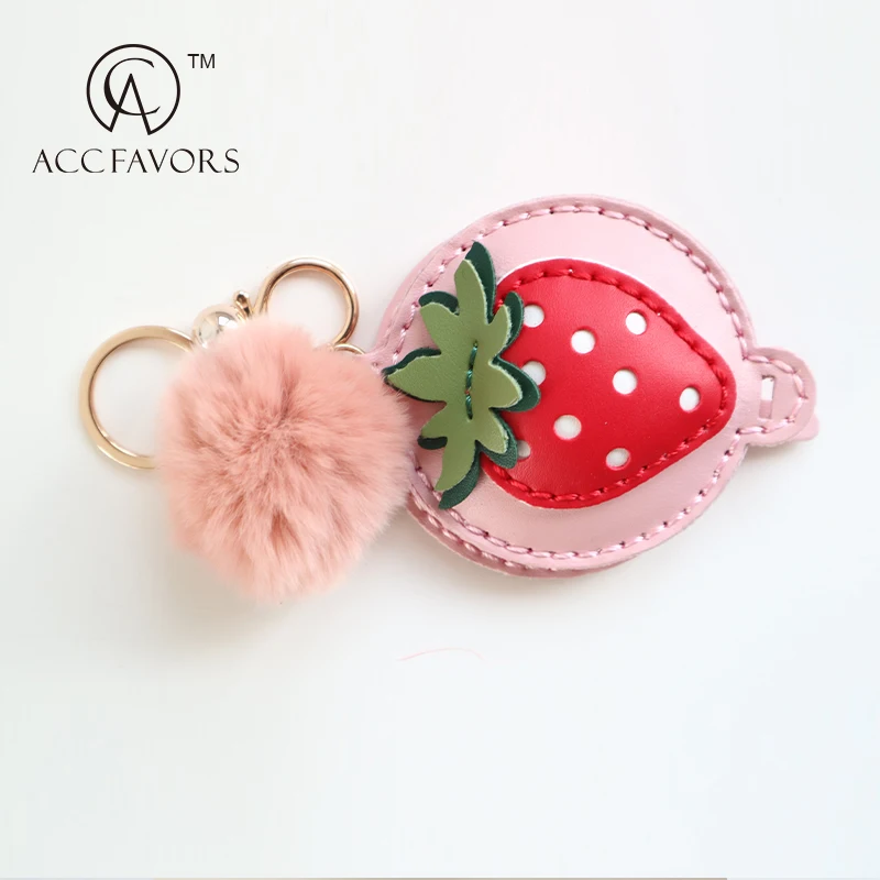 strawberry compact mirror keychain for gift