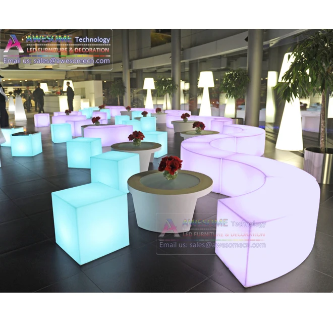 Illuminated Cube Ottoman Muebles Puffs Pouf Con Luz Led Cb400