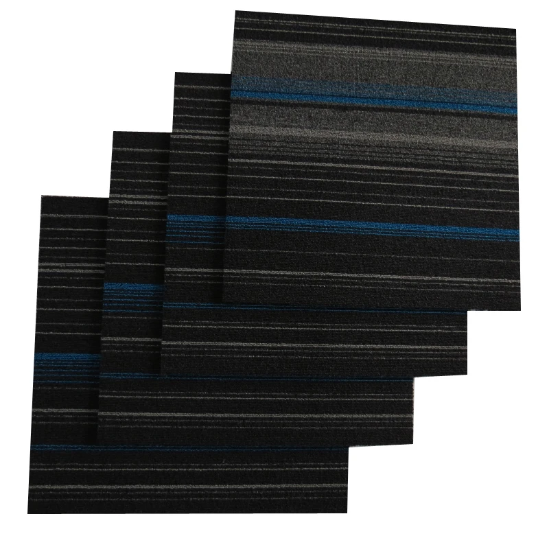 Stocks black blue 100%pp bitumen backing carpet tiles 50x50