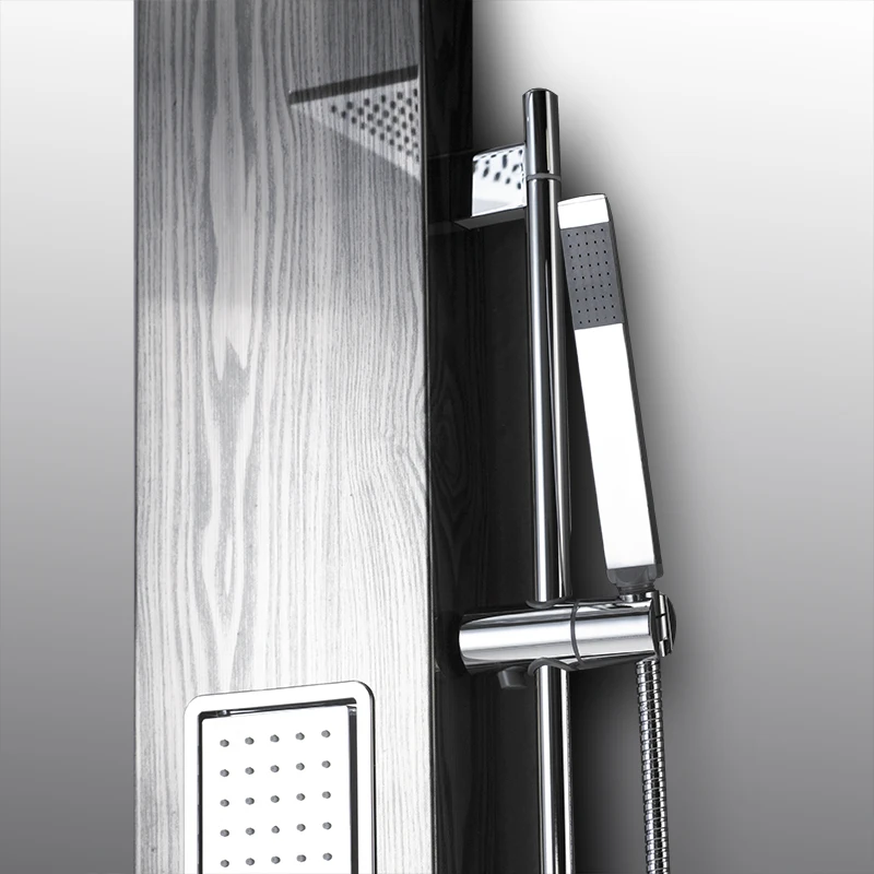 S259 new models waterfall shower panel douche shower for bathroom black wood grain finish Stainless steel shower column