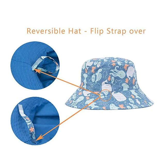 Baby Toddler Plaid Reversible Sun Protection Animal Hat Bucket caps children reversible bucket hat for kids