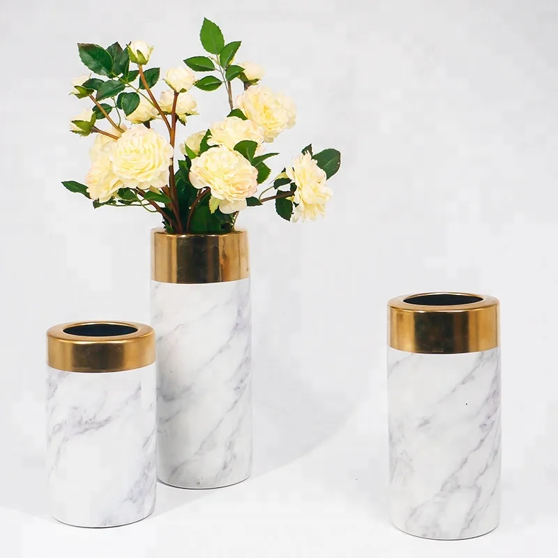 
Jingdezhen modern ceramic table flower vase with marbling color for home hotel office decoration porcelain 