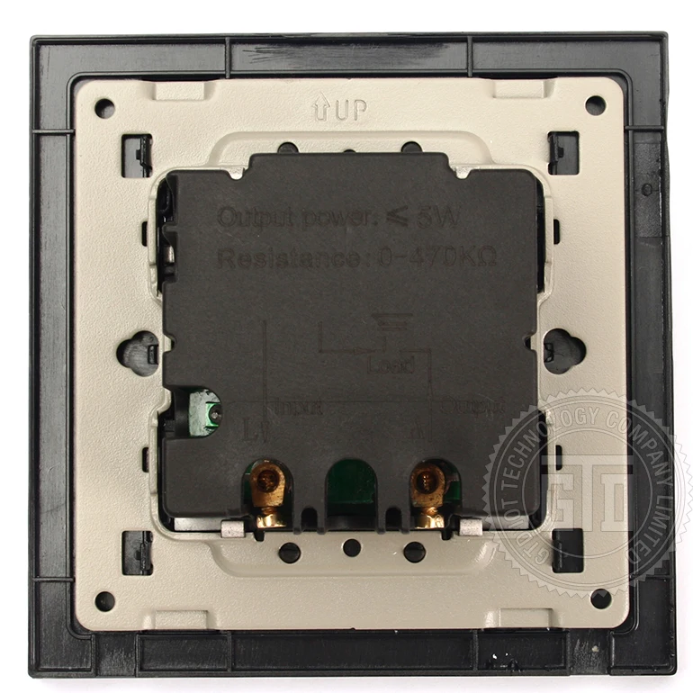 Black 95*95MM size Tempered Glass 5 level resistance fixed volume control switch