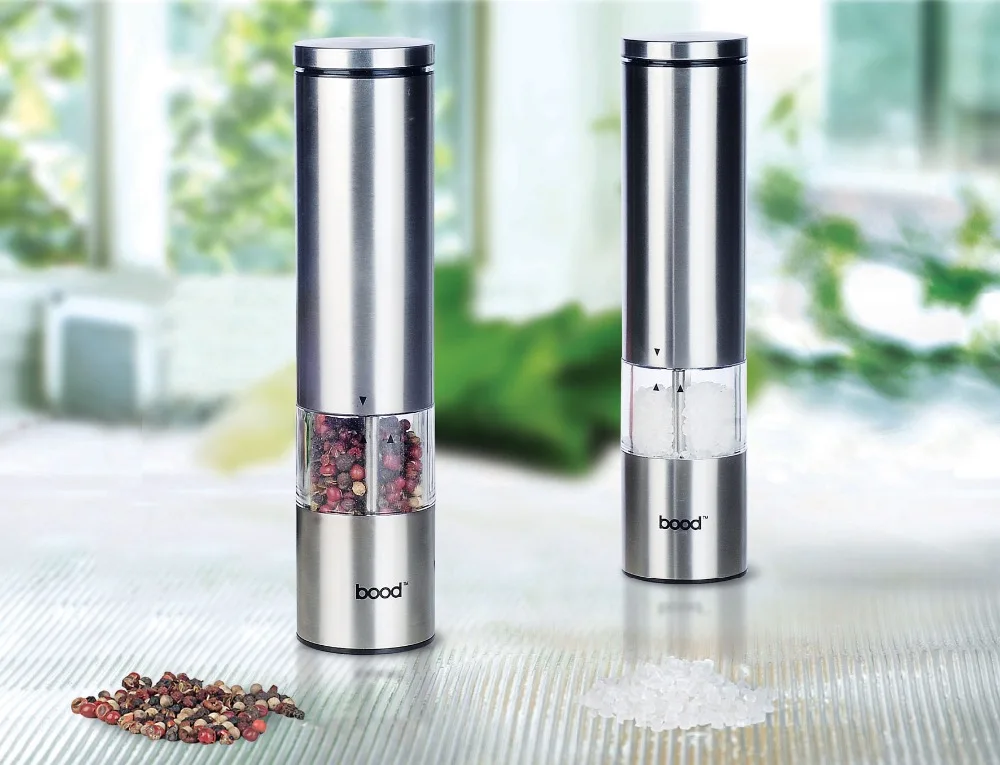 Stainless Steel Electric Salt and Pepper Grinder/Cylinder Salt and Pepper Mill/Light Function