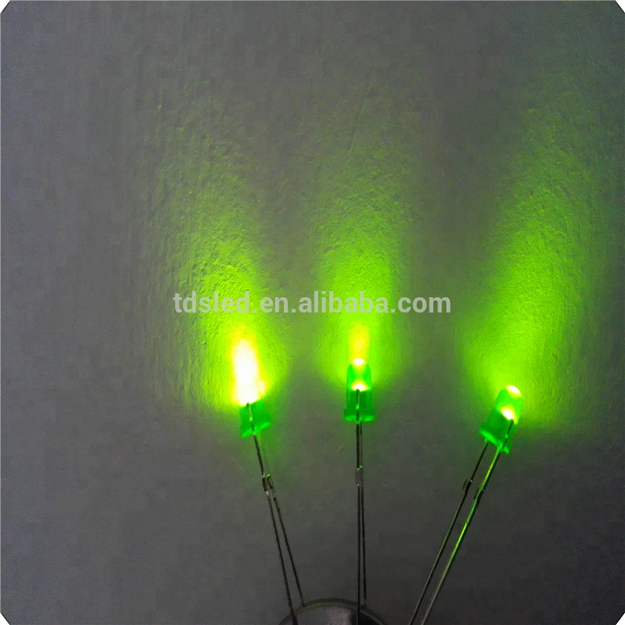 560nm - 570nm - 575nm 3mm round yellow green led lamp for signal light