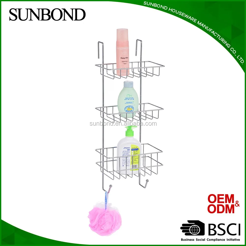 Over door 3 tier metal bathroom organizer shelves storage rack