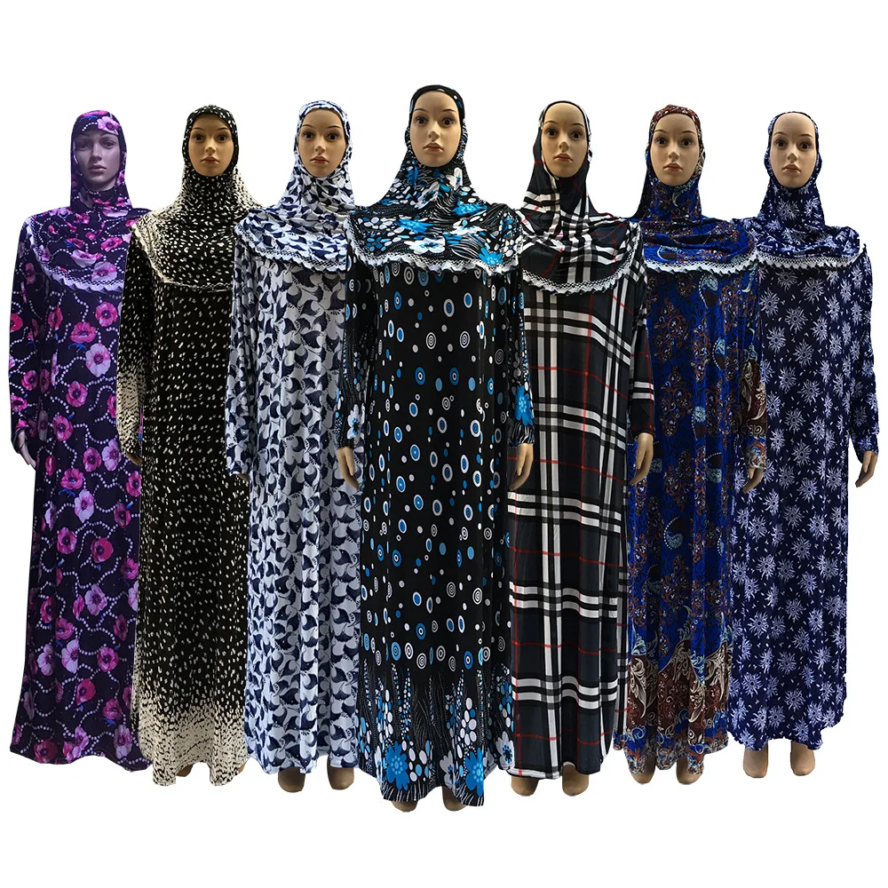 
Wholesale Flower Printed Muslim Dress Fashion Colorful Abaya 