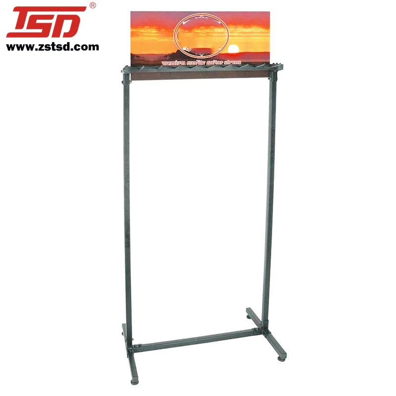 Custom retail music instrument store floor guitar strap metal wire display rack stand